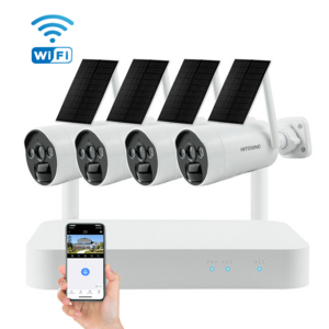 HITOSINO 3MP HD Solar Wifi Two-way Audio PIR Alarm Outdoor Security Camera System Wireless 8ch NVR kit