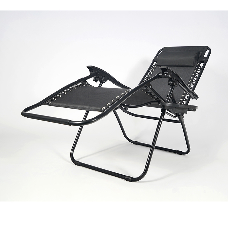 Modern Deluxe Outdoor Indoor Portable Chaise Zero Gravity Recliner Folding Beach Garden Patio Chair With Table Cup Holder