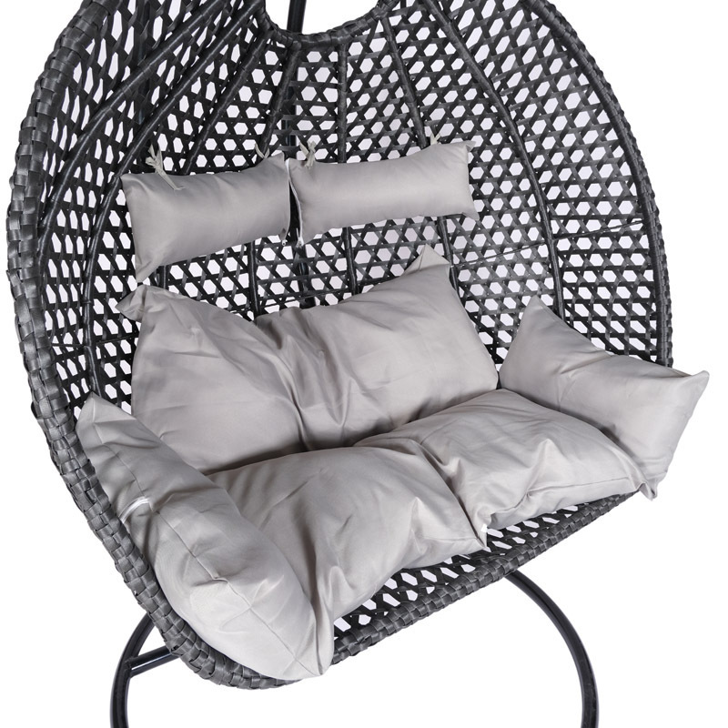 Hot Sale Furniture In And Outdoor 2 Person Wicker Rattan Hanging Loveseat With Stand For Patio Park Bedroom Egg Swing Chair