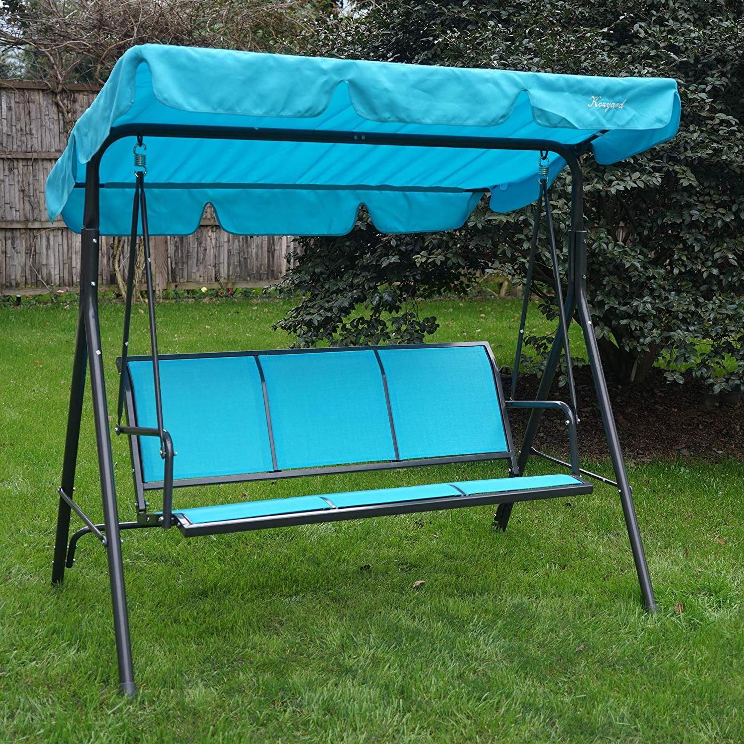 Hot selling Patio 3 seat Backrest Swing Canopy Hanging Chair For Kids Outdoor Park Garden Backyard Poolside Balcony Chairs