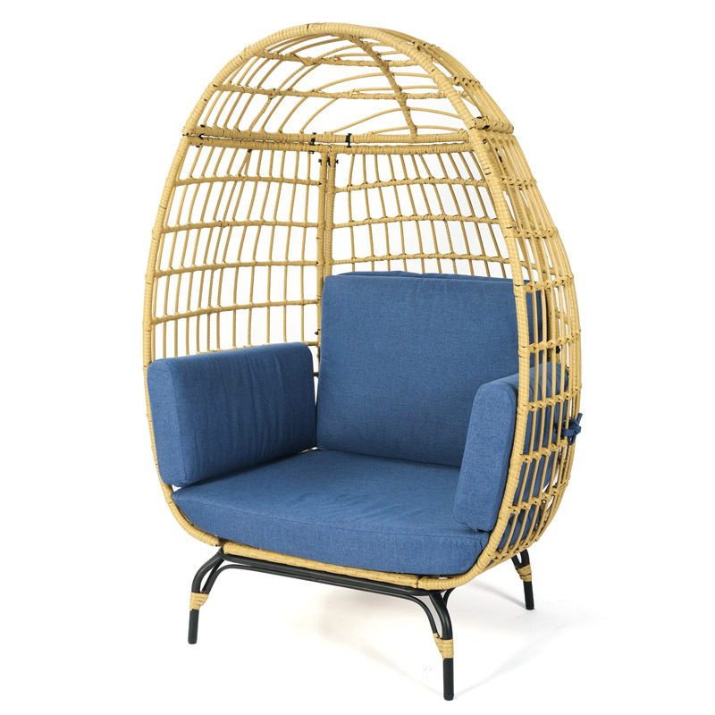 Hot Sale Furniture Oversized Indoor Outdoor Wicker Rattan Hanging Loveseat With Stand For Patio Park Bedroom Egg Swing Chair