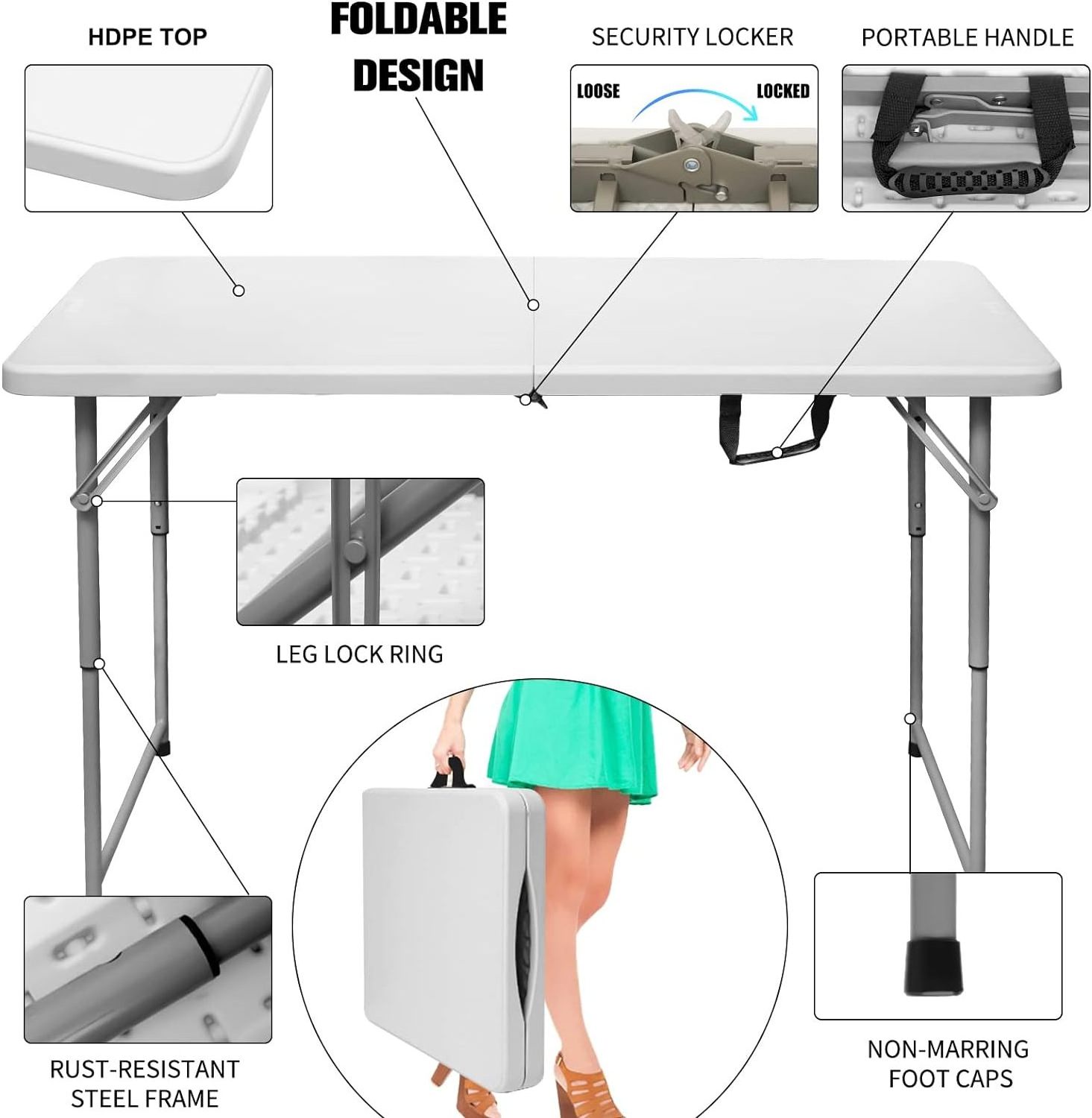 High Quality 4ft/6ft/8ft Outdoor Plastic Tables And Chairs for Party Wedding Garden Events Plastic Folding Table