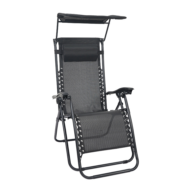 Customized Sun Shade Steel Tube 1.2mm Outdoor Sling Reclining Chair And bungee And  Zero Gravity Folding Chair