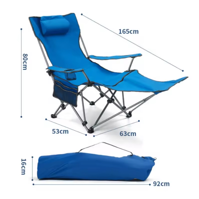 Camping Hiking Backpack Traveling Sports Reclining Lounge Aluminum Chair with Back Support and Foot Rest