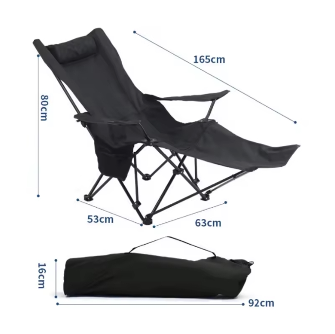 Camping Hiking Backpack Traveling Sports Reclining Lounge Aluminum Chair with Back Support and Foot Rest