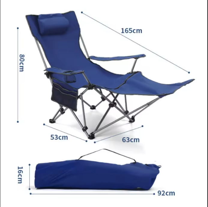 Camping Hiking Backpack Traveling Sports Reclining Lounge Aluminum Chair with Back Support and Foot Rest