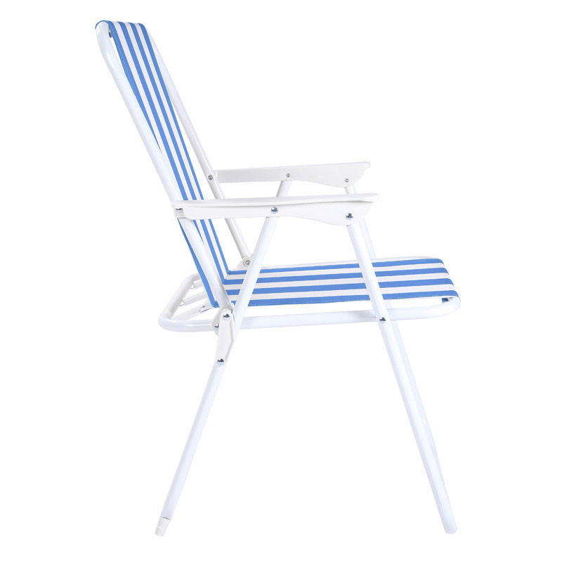 Hitree cheap spring metal steel summer garden sea beach portable folding chair teslin outdoor lightweight strip fabric