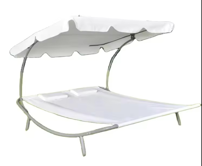 2 Seater Garden Patio Swing Chair With 2 Wheels And Canopy Outdoor Furniture Double Sun Lounger