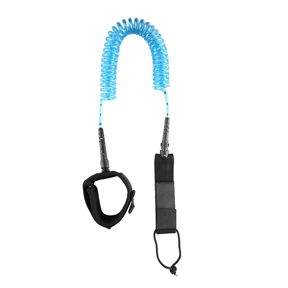 Customize 6-10ft Straight TPU Surf Leash with Double Swivel for Surfboard Coiled sup Surfboard transparent Leash