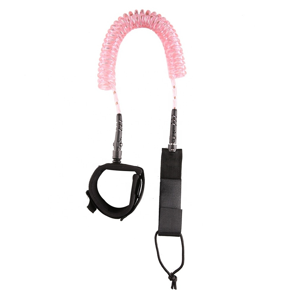 Customize 6-10ft Straight TPU Surf Leash with Double Swivel for Surfboard Coiled sup Surfboard transparent Leash