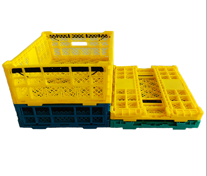 Folding Stackable PP Storage  Foldable Crates for Fruits and Vegetables Supermarket Usage