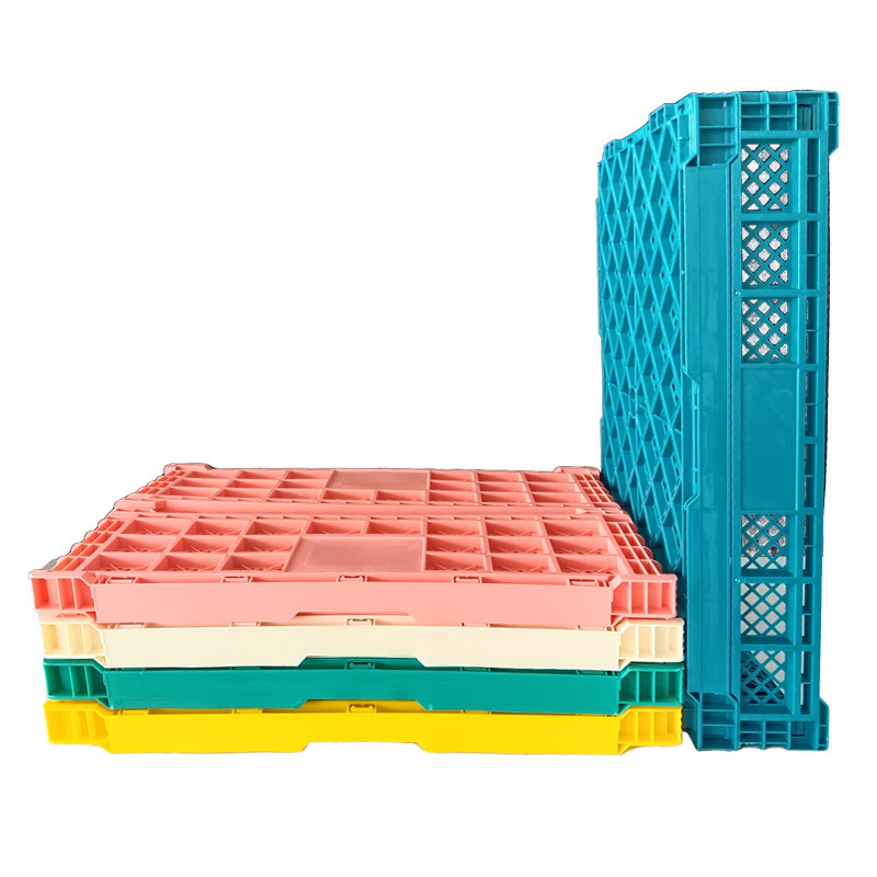 Food Grade Turnover Logistic Collapsible Foldable Plastic Fruits Vegetable Crates with Hole