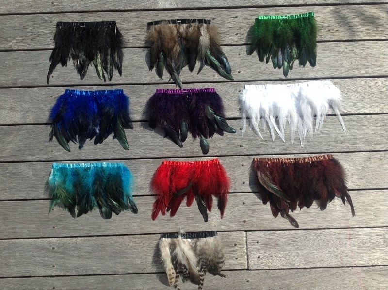 Neck rooster Hackle feather Fringe with Stripped Cock tails