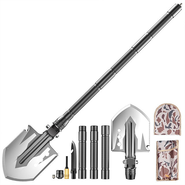 Engineer shovel outdoor Stainless steel ordnance car folding shovel camping multi-function equipped with ignition  shovel