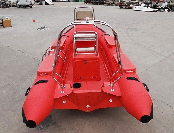 Attractive Red 520cm Fiberglass Hull Inflatable Rescue Rigid Luxury Boat with CE