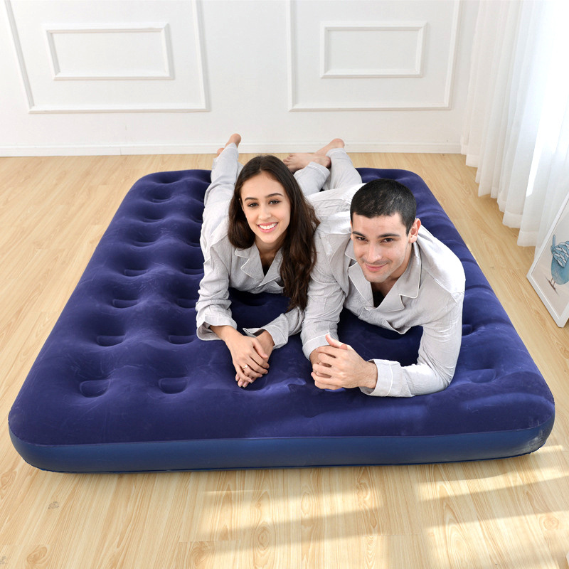 High quality adult travel flocked inflatable single air bed mattress for camping indoor use