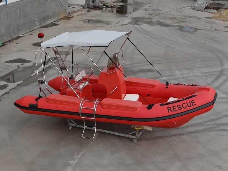 Attractive Red 520cm Fiberglass Hull Inflatable Rescue Rigid Luxury Boat with CE