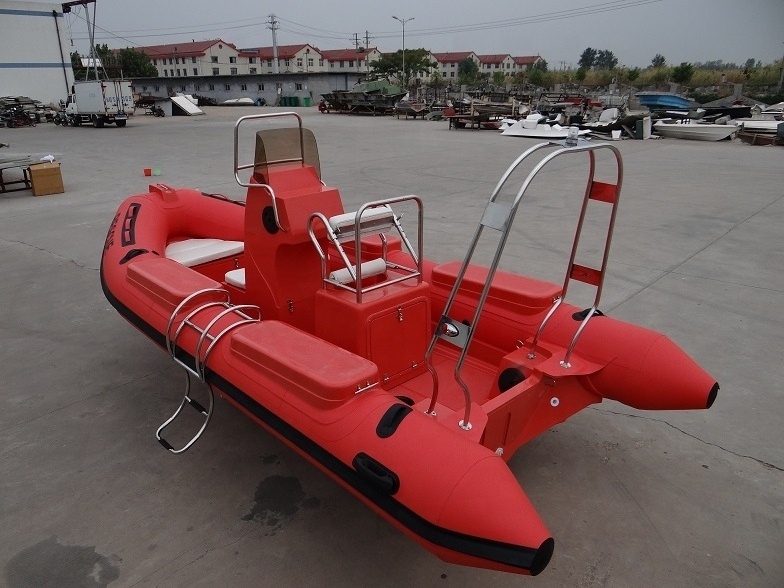 Attractive Red 520cm Fiberglass Hull Inflatable Rescue Rigid Luxury Boat with CE