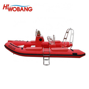 Attractive Red 520cm Fiberglass Hull Inflatable Rescue Rigid Luxury Boat with CE