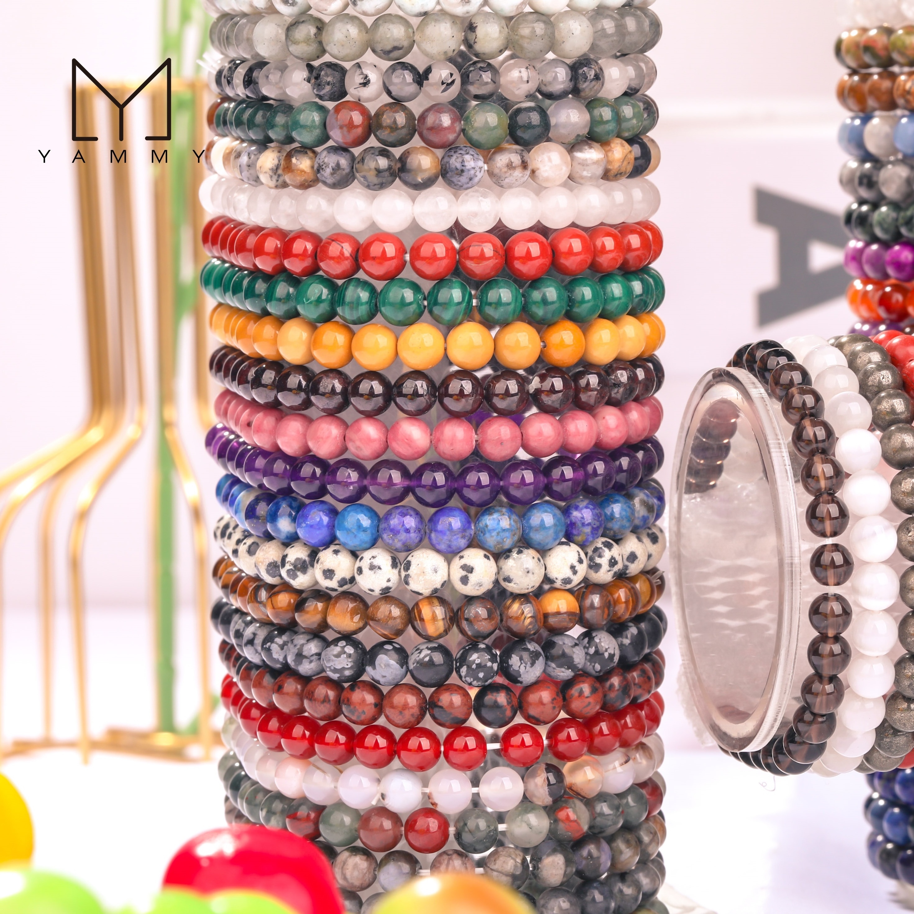 Wholesale Handmade Elastic Healing Crystals Pulseras De Mujer Bracelet Nature Crystal Amber Stone Bracelet