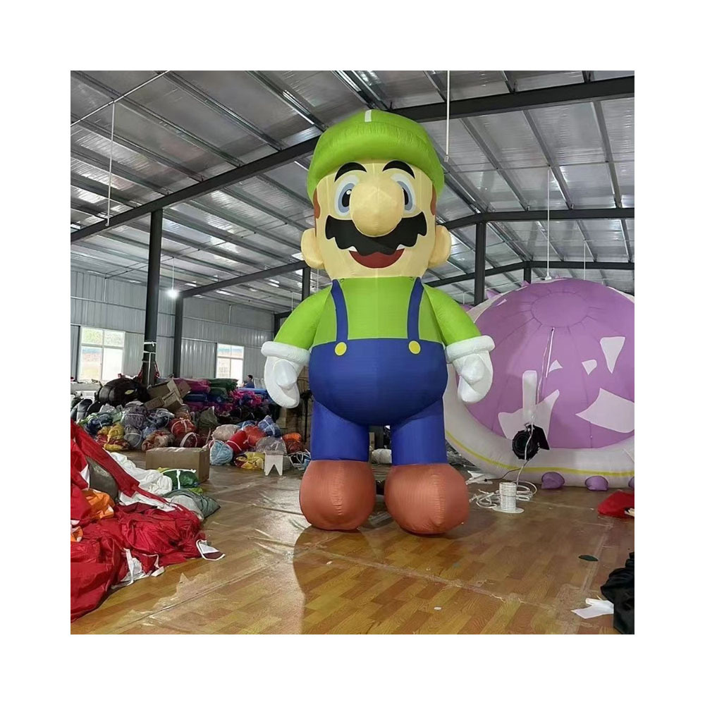 Custom Size Outdoor 5m Tall Pvc Super Mario Cartoon Jumbo Inflatable Model Luigi For Advertising