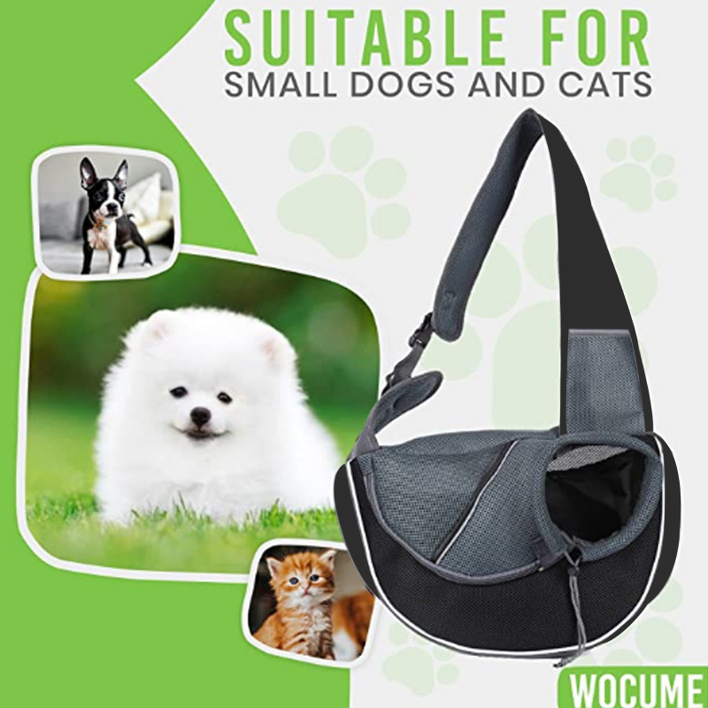 Pet Dog Sling Carrier Puppy Sling Bag Small Dogs Cats Carrier Adjustable Strap Mesh Hand Free Dog Satchel Carrier for Outdoor Tr