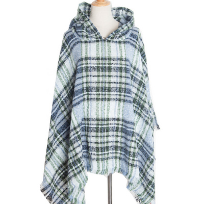 Top Women Neck Turtle Cloak Sleeveless High Neck Plaid Poncho Sweaters With Tassel cape shawl poncho