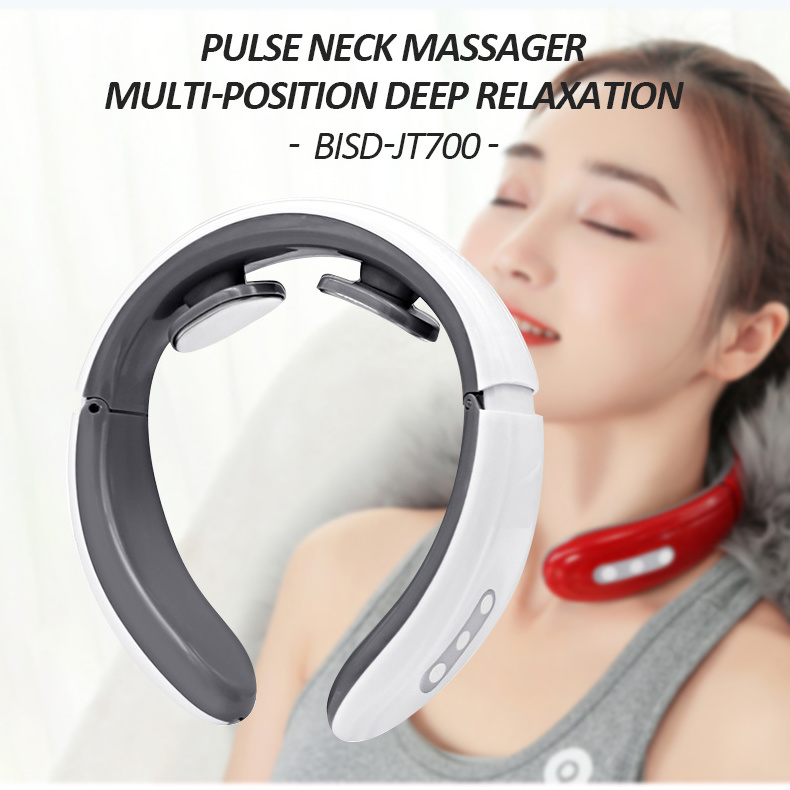 Portable Smart Wireless  Electric Neck Massager U Shaped Pulse Deep Tissue Muscle Heated Cervical Massage Products