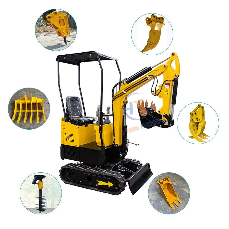 1.5ton Grave Dig Mini Digger Machine Walk Behind 1t 800kg Mini Excavator with Joystick Control