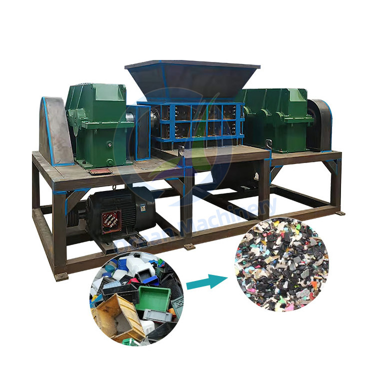 OCEAN Used Tire Recycle Plant Rent Machine Motorcycle Tire Plastic Lump Double Axis Shredder for Sale