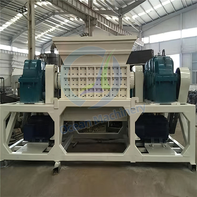 OCEAN Used Rent Machine Tire Recycle Plant Motorcycle Tire Plastic Lump Double Axis Shredder for Sale