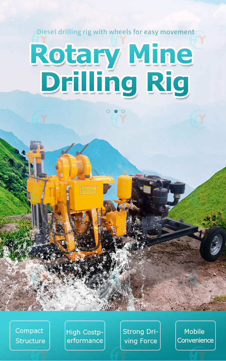 Hiyoung Road Driller 160m Core 200m Borehole Drill Machine 300hp Diesel Drill Rig for Water Well