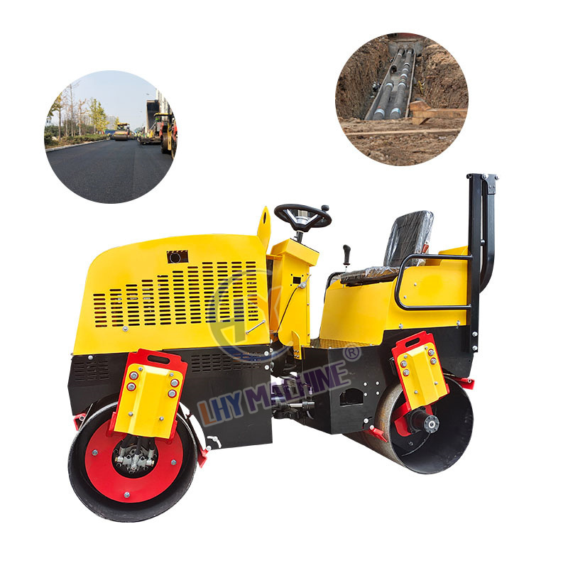 Small 2 Ton Gasoline Size Soil Asphalt Tandem The Little Trench Truck Vibrator Block Of Mini Vibro Road Roller