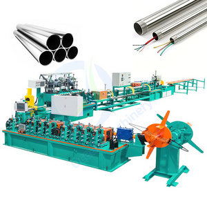 OCEAN Maquinaria Para Hacer Tubos SS ERW Steel Pipe Mill Machine Square Aluminum Tube Roll Form Machine