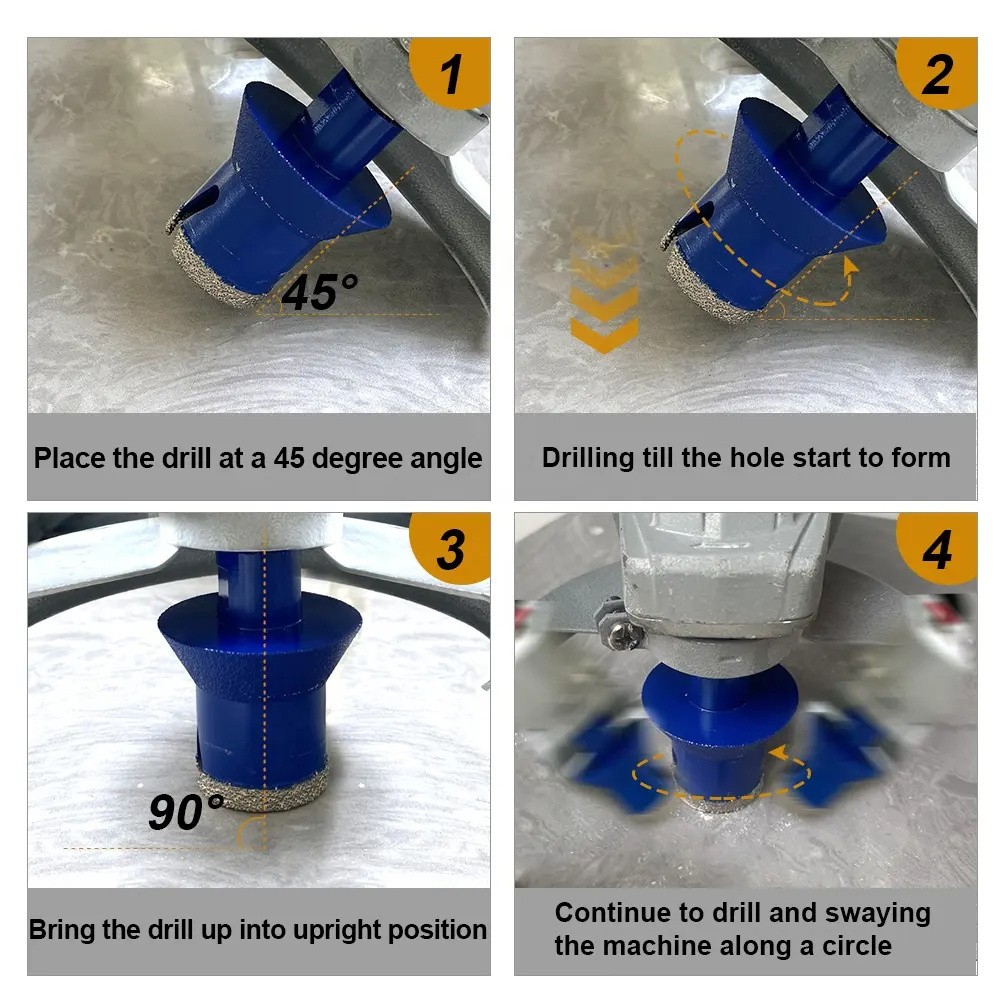 Vacuum Brazed 35mm Diamond Drilling Chamfering Cone Bits M14 thread For Enlarging Grinding Trimming Milling Bits