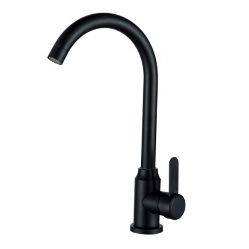 304 Kitchen sink faucet modern style three-way seven-word tube wire-drawing water ceramic spool stainless steel surface