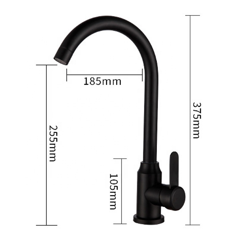 304 Kitchen sink faucet modern style three-way seven-word tube wire-drawing water ceramic spool stainless steel surface