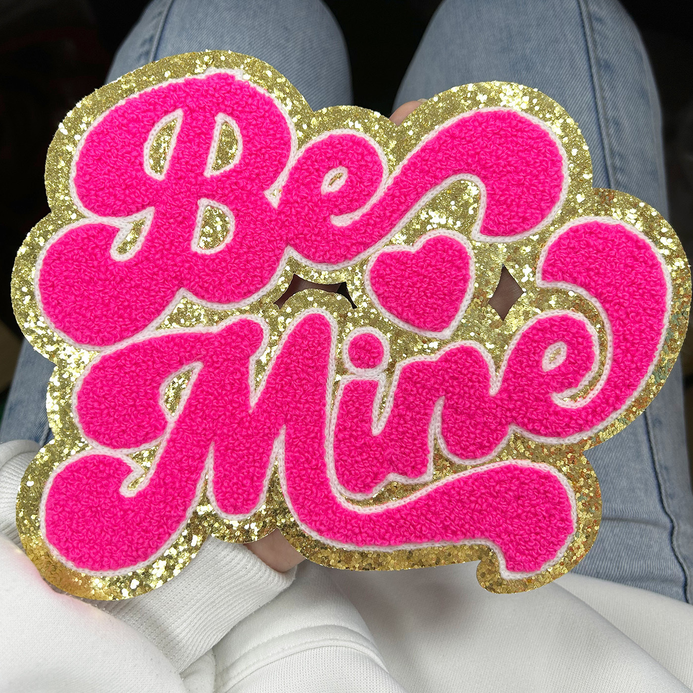 Large Valentines Series Chenille Patches Be Mine Custom Sequin Patch Iron On Letter Patches For Clothing