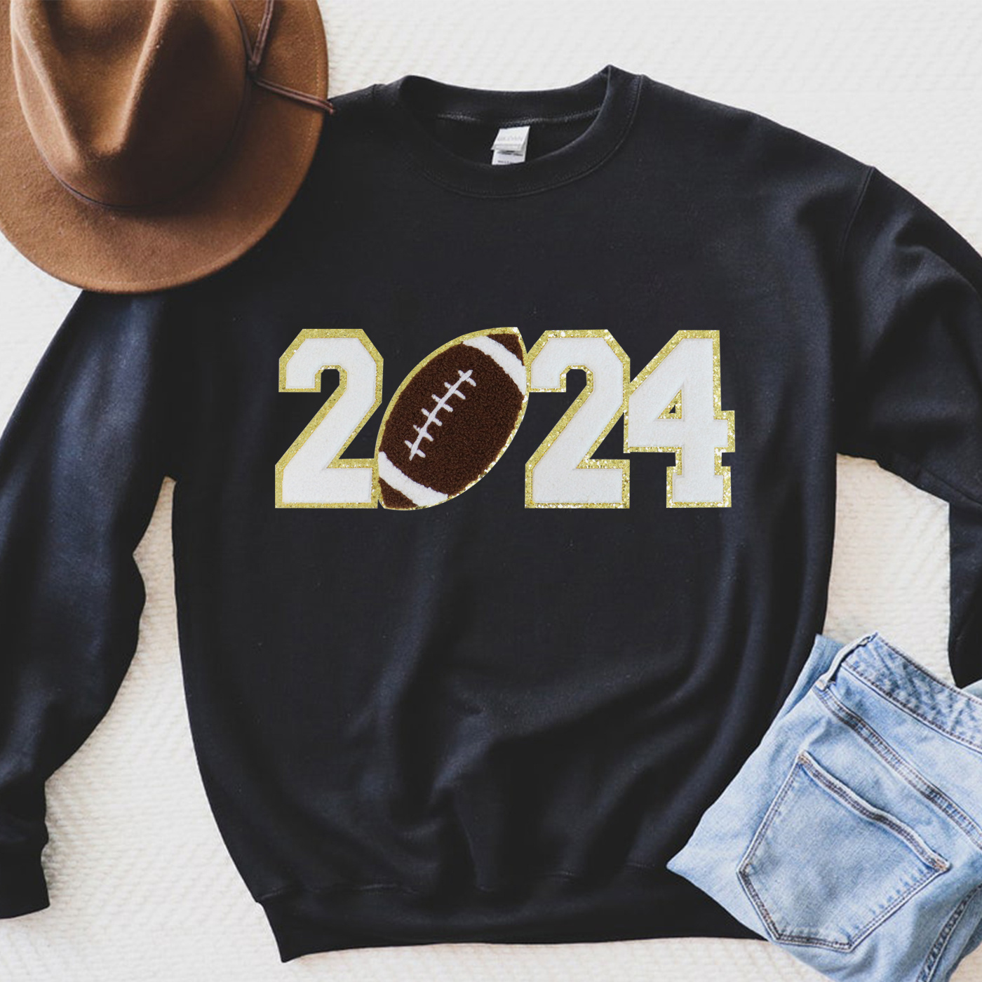 Hot Sale Big Patch 2024 Football Chenille Patches Custom Sequin Patches Self Adhesive For Clothing Hats Hoodie