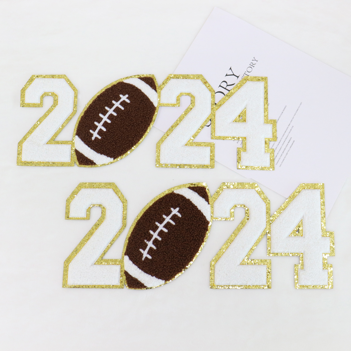 Hot Sale Big Patch 2024 Football Chenille Patches Custom Sequin Patches Self Adhesive For Clothing Hats Hoodie