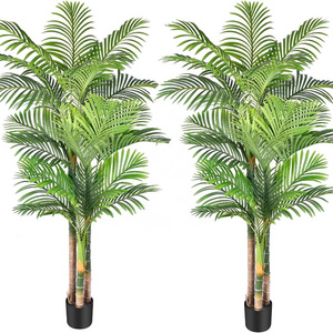 High Quality Indoor Decor 120cm 2M Mini Big Tropical Faux Natural Green Plastic Fake Areca Palm Plant Small Artificial Palm Tree