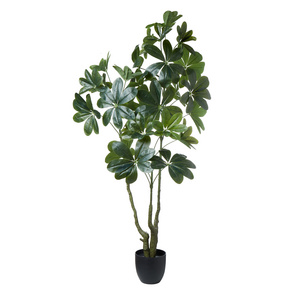 Factory Cheap 150CM 5FT High Simulation Artificial Schefflera Arboricola Fake Umbrella Tree Indoor Decorative Evergreen Tree