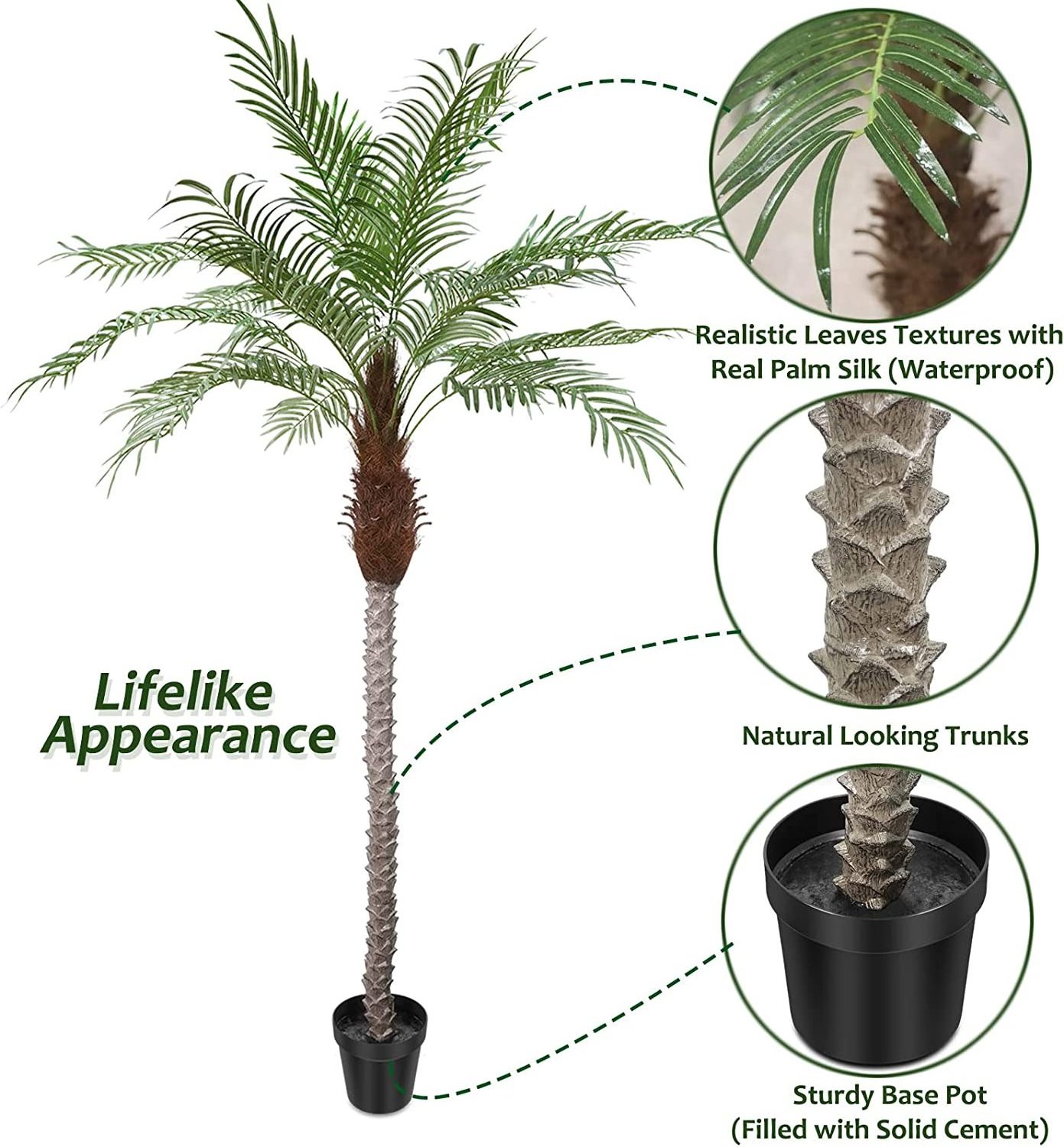 Customize 8.5FT Extra Tall Faux Potted Plant Tropical Coconut Palm Tree Artificial Palm Tree Outdoor for Pool Patio Home Decor