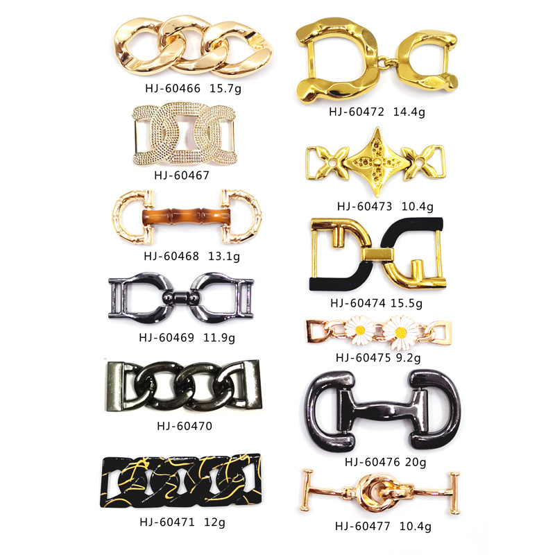 HJ Shoe Decor Chain De Ios Broncos New Design Shoe Chain Bakal Custom Name Chain Shoe Buckles