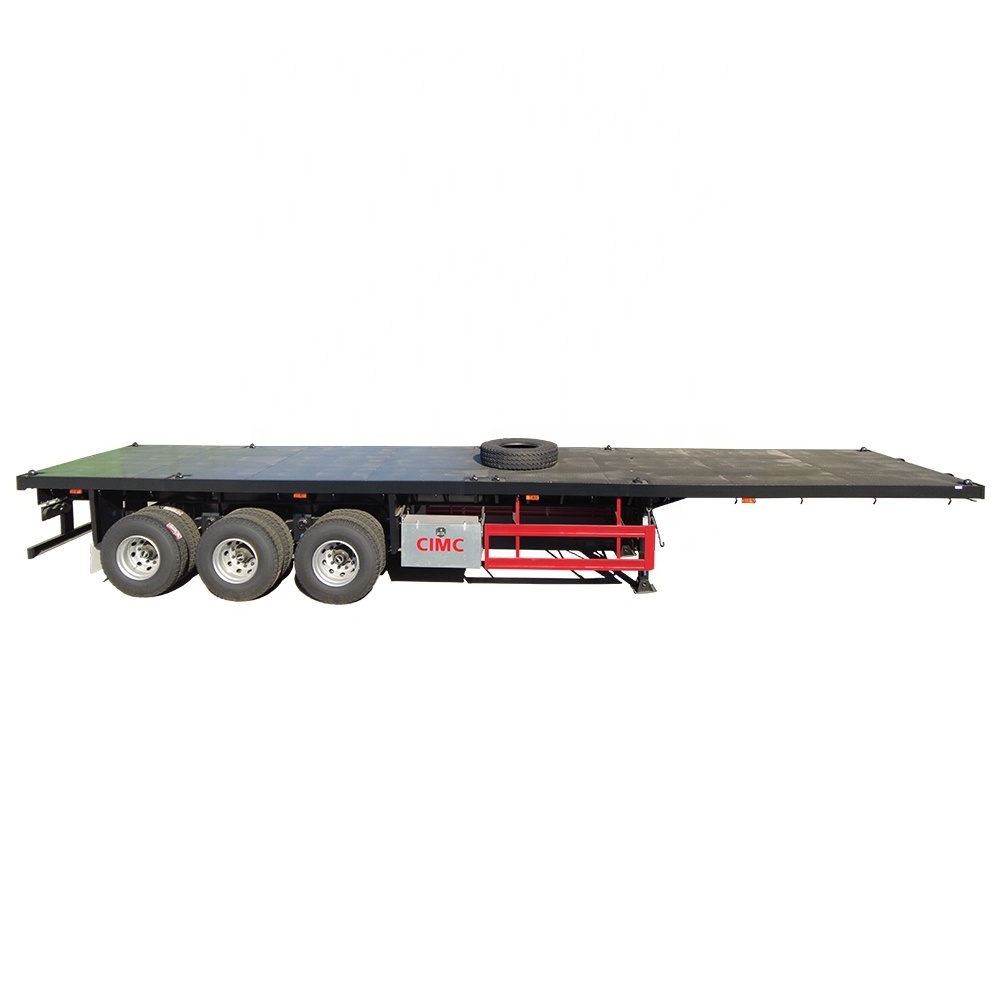 CIMC HUAJUN 20ft 40ft flat bed container 40ft flatbed heavy load trailers 80tons truck chassis decking