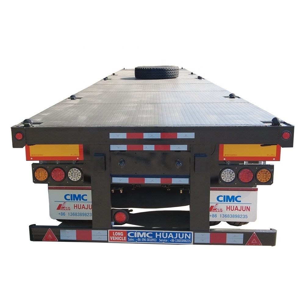 CIMC HUAJUN 20ft 40ft flat bed container 40ft flatbed heavy load trailers 80tons truck chassis decking