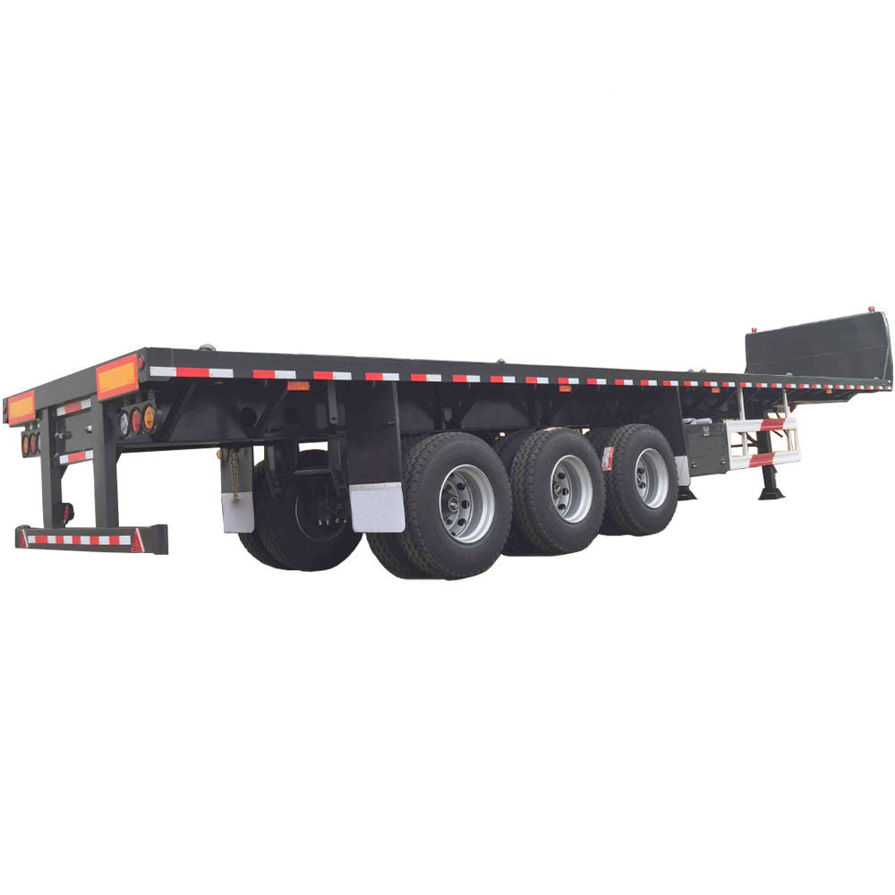 CIMC HUAJUN 20ft 40ft standard flatbed trailer tanque 40tons 80tons truck chassis with air suspension and lifting