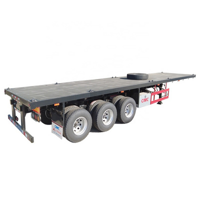 CIMC HUAJUN 20ft 40ft flat bed container 40ft flatbed heavy load trailers 80tons truck chassis decking