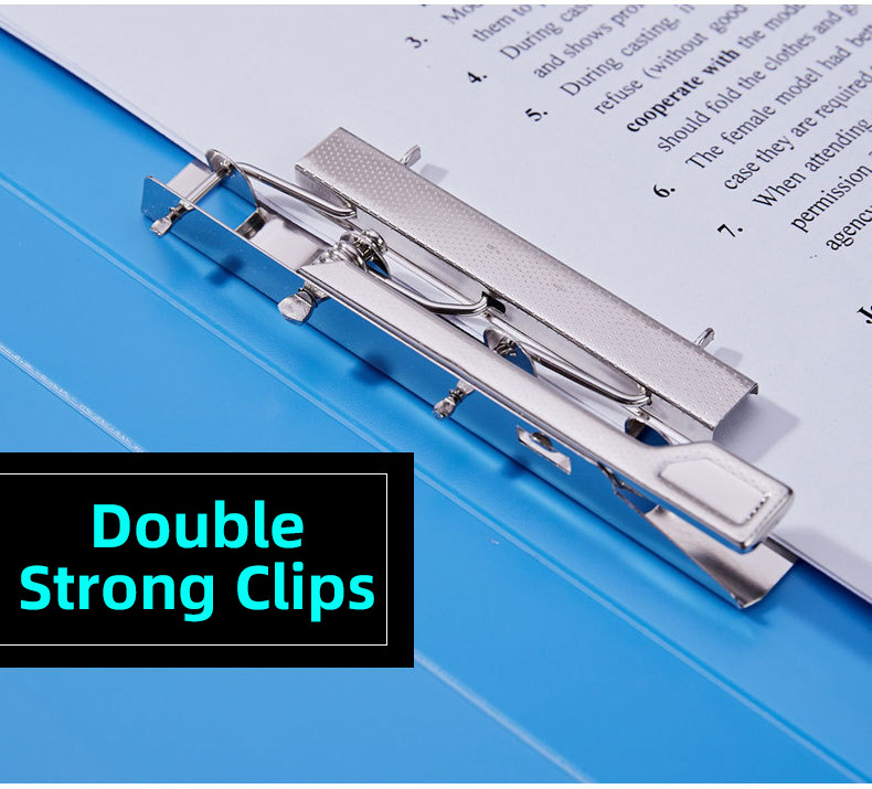 PP Double Clip File Folder Spine Document Dual Clamp Office File Folder With Dual Purpose Clamp