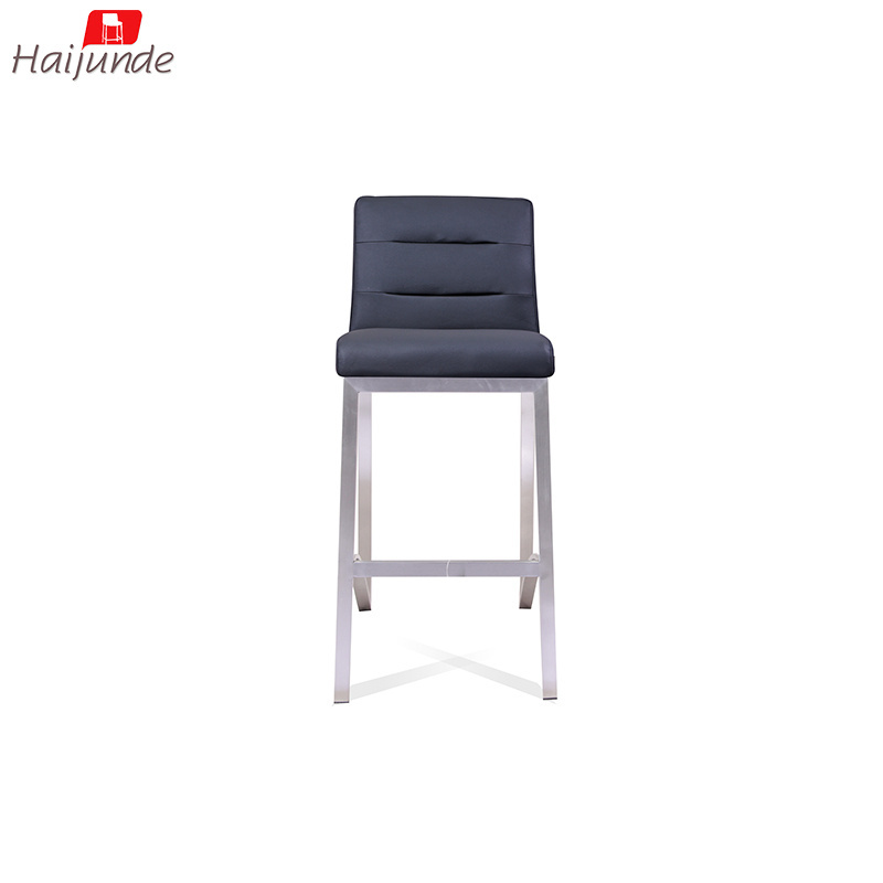 breakfast stainless steel pu leather padded swivel bar stools chairs with backs